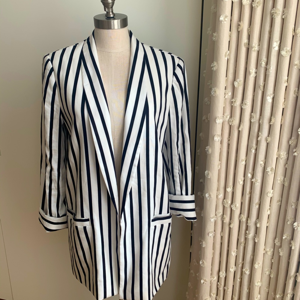Alice + Olivia Oversized Striped Blazer Large